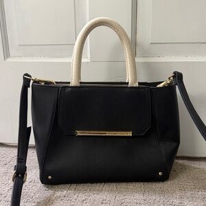 Steve Madden Black and Cream Handbag